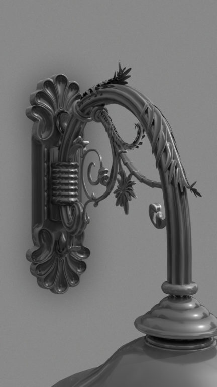 Catalogue de bras supportant les luminaires d'une lanterne sur pied ou d'une lampe suspendue. Supports de bras au design moderne et plus orné.